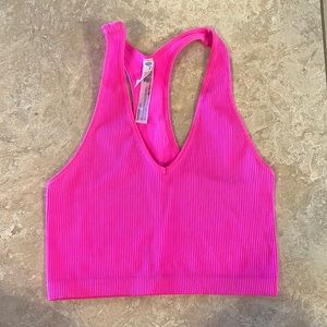 EUC Free People hot pink crop top size small.